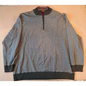 Robert Graham Men's 1/4 Zip Pullover Gray Wool Blend Sweater 3XL XXXL